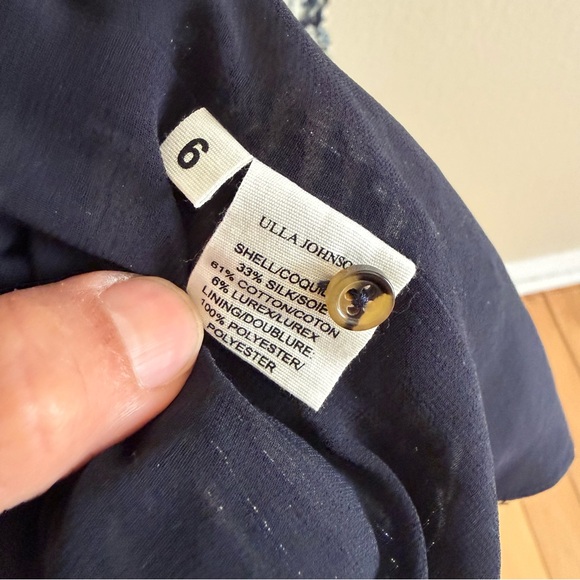 Ulla Johnson Navy and Cream Textured Dress With Metallic Details Size 6 - Picture 11 of 11